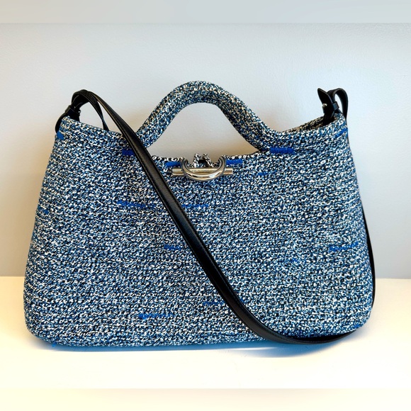 Balenciaga ZigZagger Woven Tote Handbag Black & Blue - Picture 1 of 10